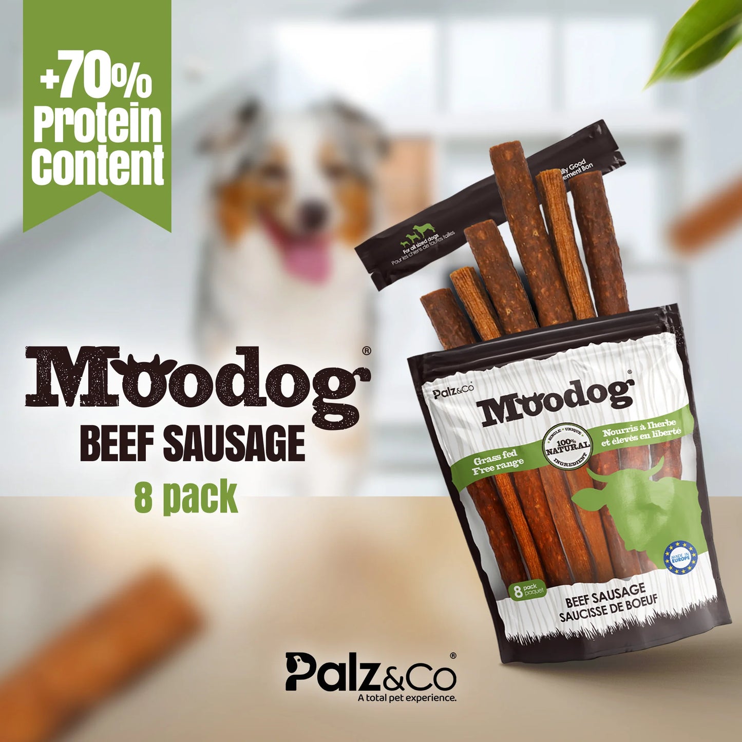 Palz & Co Moodog Beef Sausage 8 Pack