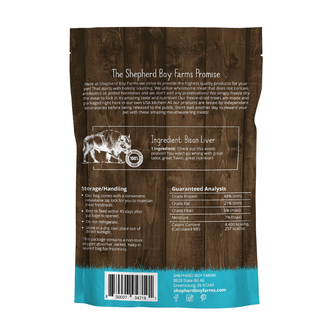 Shepherd Boy Farms FD Bison Liver Treats 3oz