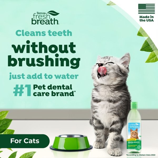 TropiClean Fresh Breath Dental Water Additive for Cats, 8oz bottle