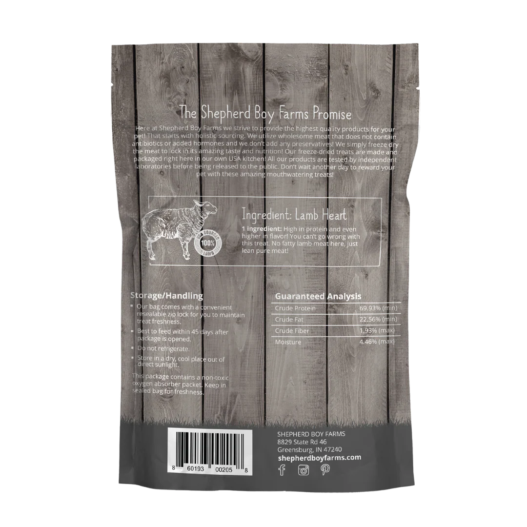 Shepherd Boy Farms FD Lamb Hearts Treats 3oz