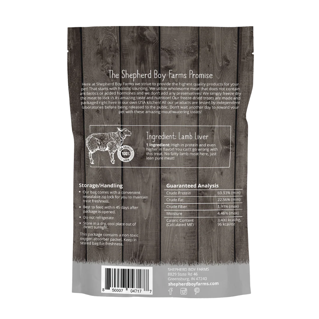 Shepherd Boy Farms FD Lamb Liver Treats 3oz or 8oz