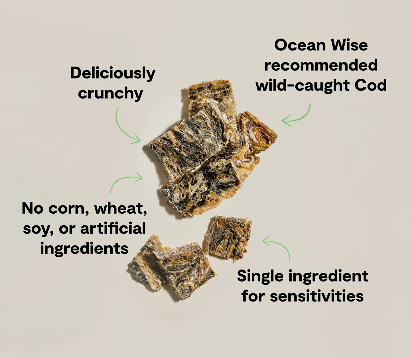 Open Farm Dehydrated Cod Skins Dog Treats 2.25oz