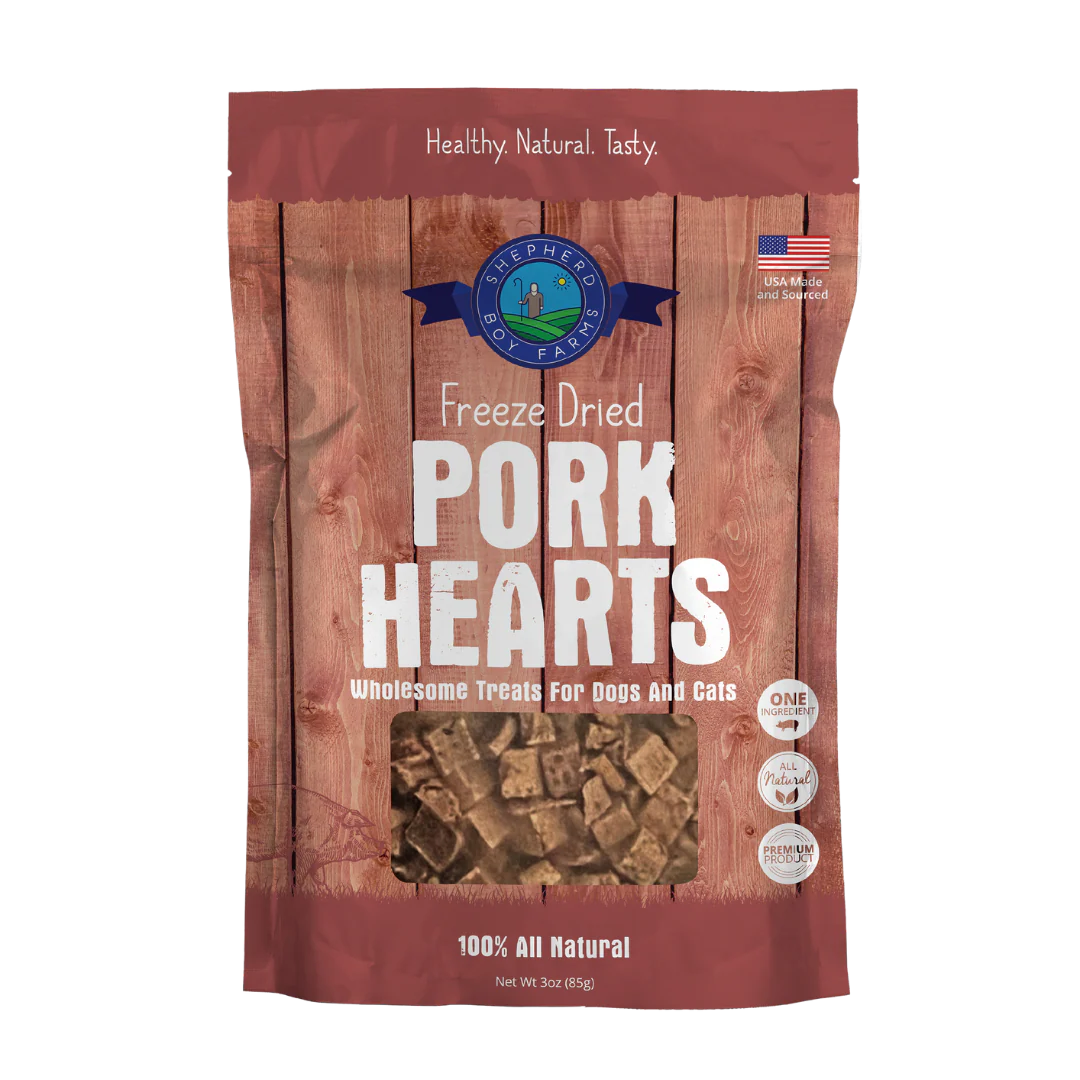 Shepherd Boy Farms FD Pork Hearts Treats 3oz