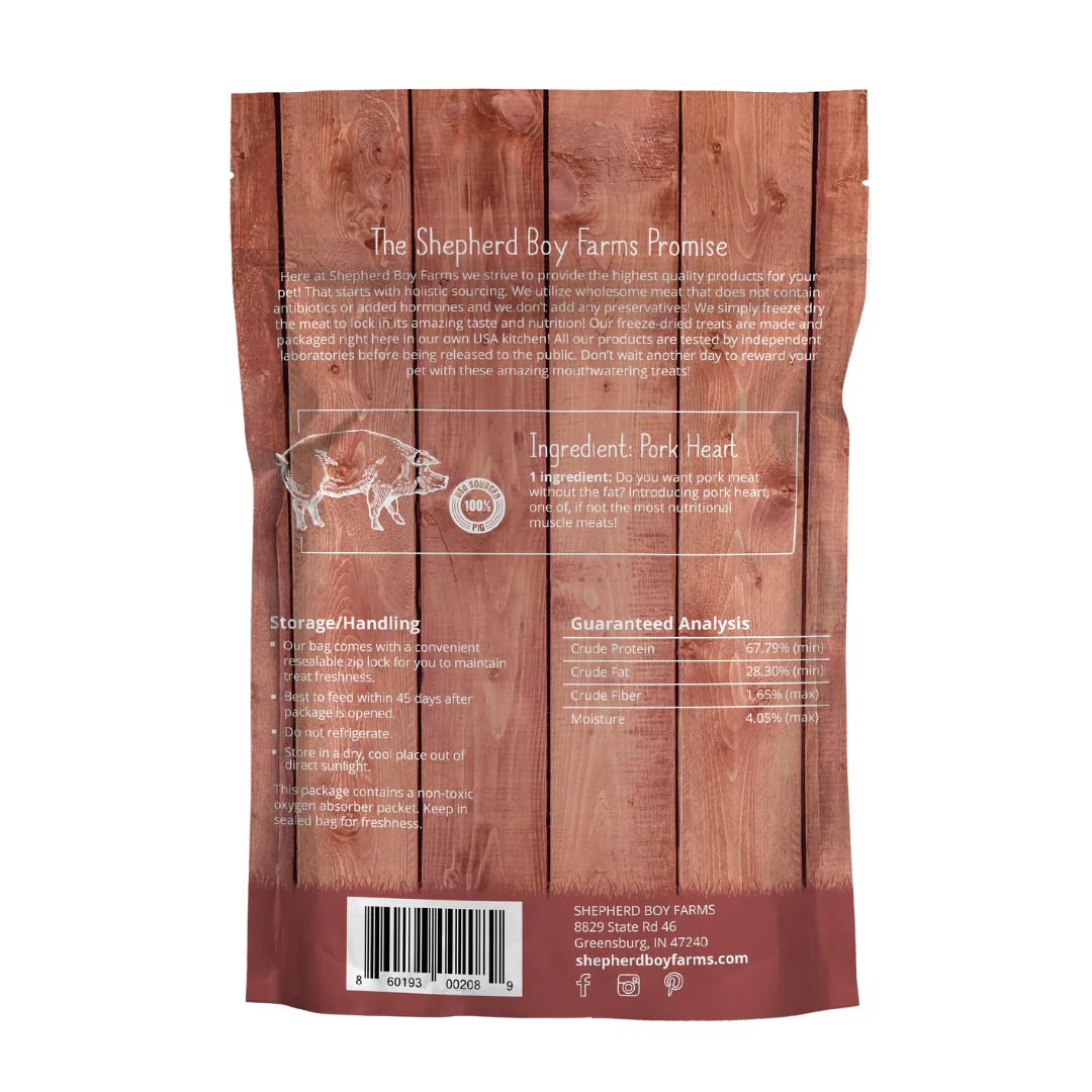 Shepherd Boy Farms FD Pork Hearts Treats 3oz