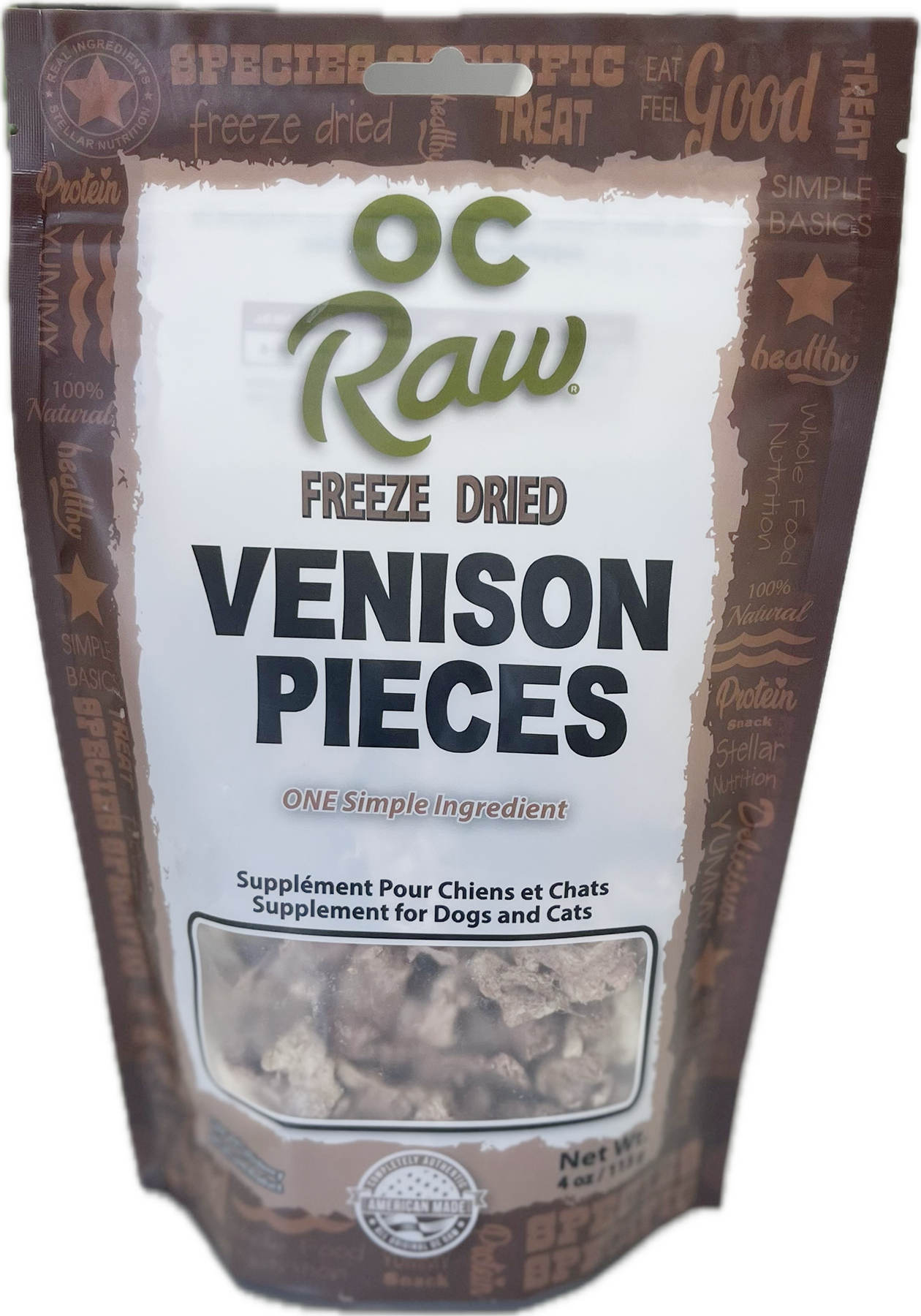 OC Raw Freeze-Dried Venison Pieces Treats 4oz
