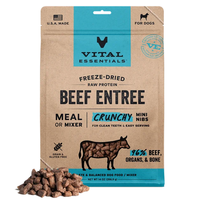 Vital Essentials Freeze Dried Beef Entree Mini Nibs 14oz Bag