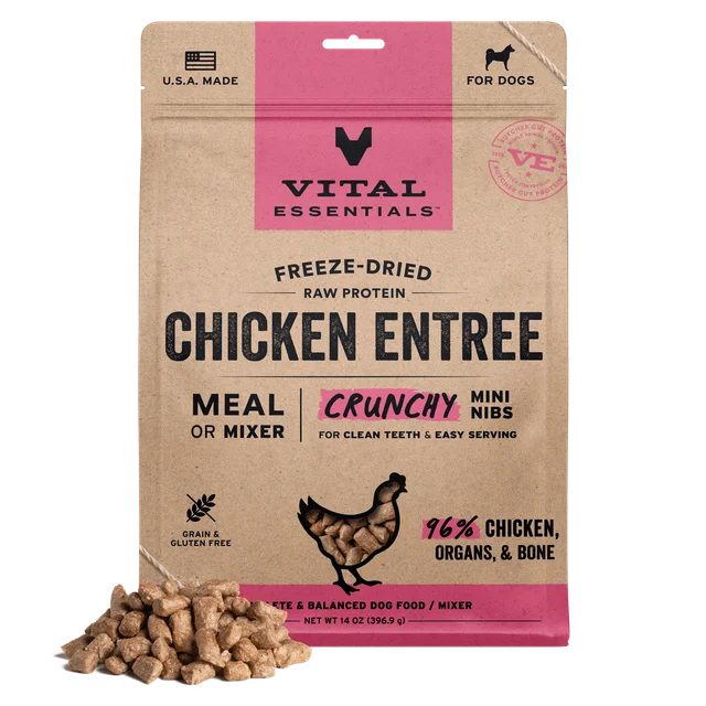 Vital Essentials Freeze Dried Chicken Entree Mini Nibs 14oz Bag