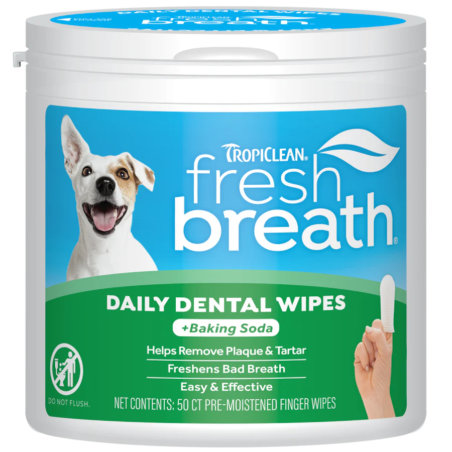 TropiClean Fresh Breath Finger Dental Wipes for Pets