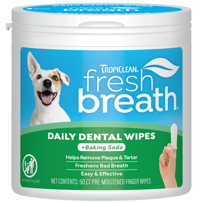 TropiClean Fresh Breath Finger Dental Wipes for Pets
