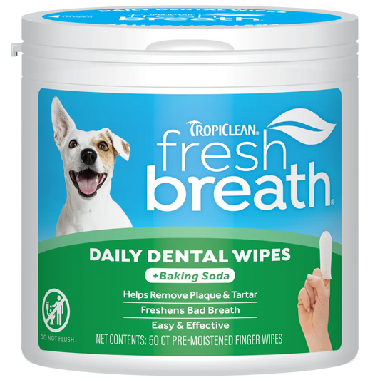 TropiClean Fresh Breath Finger Dental Wipes for Pets