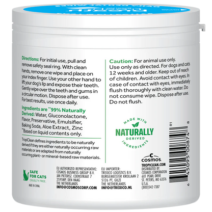 TropiClean Fresh Breath Finger Dental Wipes for Pets