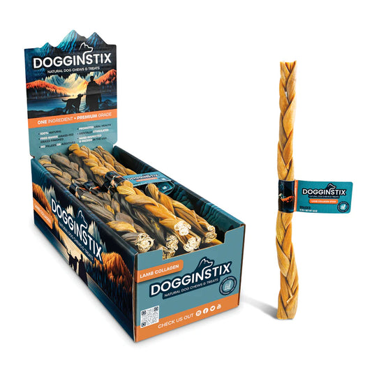 DogginStix Braided Lamb Collagen Stick 12"