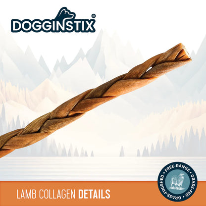 DogginStix Braided Lamb Collagen Stick 12"