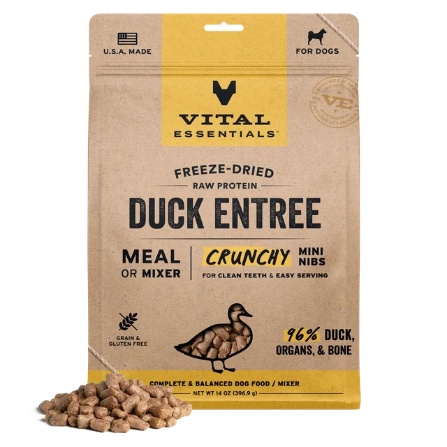 Vital Essentials Freeze Dried Duck Entree Mini Nibs 14oz Bag
