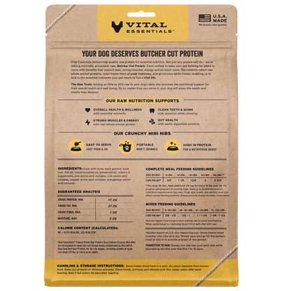 Vital Essentials Freeze Dried Duck Entree Mini Nibs 14oz Bag