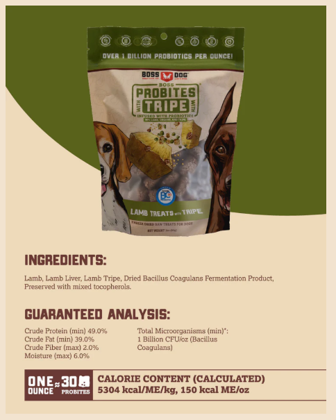 Boss Dog Lamb Probites Tripe Treats w/ Probiotics 3oz