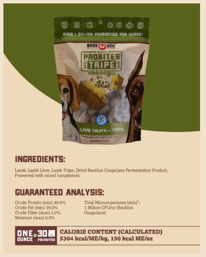 Boss Dog Lamb Probites Tripe Treats w/ Probiotics 3oz