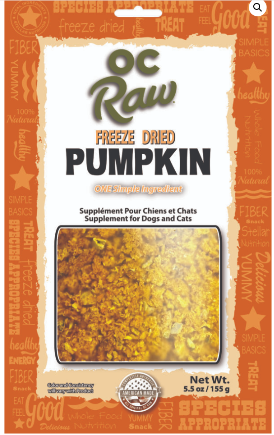 OC Raw Freeze-Dried Pumpkin 4oz Bag