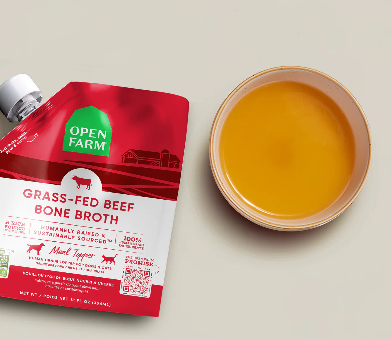 Open Farm Grass Fed Beef Bone Broth 12oz