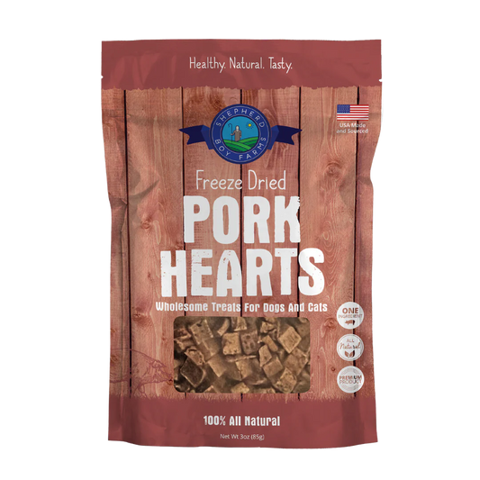 Shepherd Boy Farms FD Pork Hearts Treats 3oz