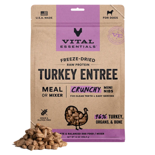 Vital Essentials Freeze Dried Turkey Entree Mini Nibs 14oz Bag