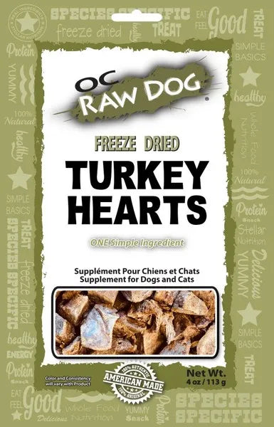 OC Raw Freeze-Dried Turkey Hearts Treats 4oz