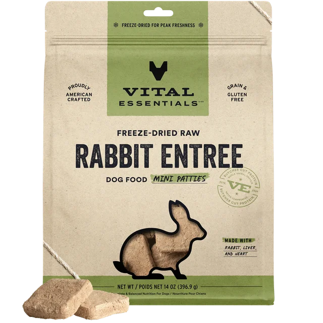 VITAL Essentials Freeze Dried Rabbit Entree Mini Patties 14oz