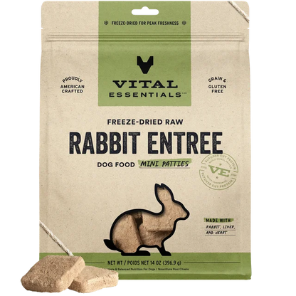 VITAL Essentials Freeze Dried Rabbit Entree Mini Patties 14oz