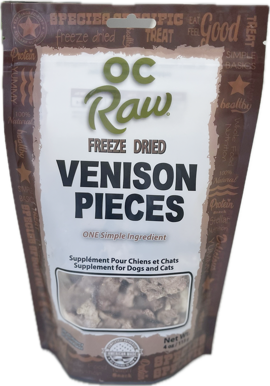 OC Raw Freeze-Dried Venison Pieces Treats 4oz