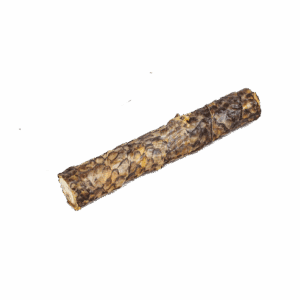 A single rustic wooden log on a plain background.