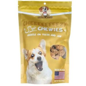 Chewies dog treats in a yellow resealable bag.
