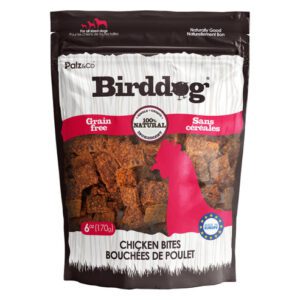 Package of Birddog Chicken Bits dog treats.