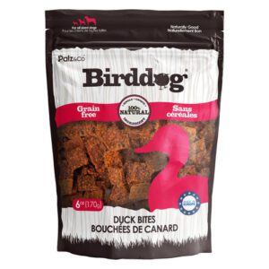 Bag of Birddog Duck Bites dog treats.