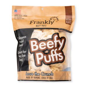 Bag of Frankly Fresh Beety Puffs dog treats.