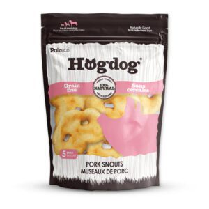 Bag of Hogdog pork snouts dog treats.