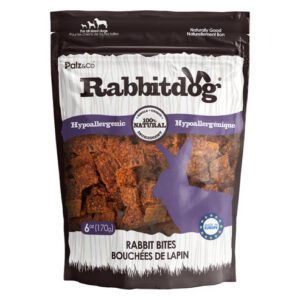 Bag of Rabbitdog Rabbit Bites dog treats.