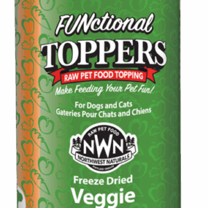 Package of freeze-dried veggie raw food toppers for pets.