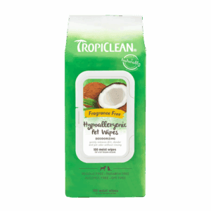 TropiClean grapefruit shampoo for pets in green packaging.