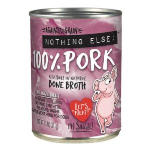 Canine pork stew in bone broth for dogs.