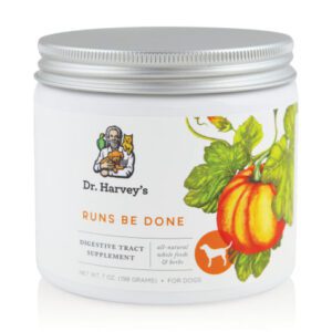 Dr. Harvey's Suns Be Done pumpkin-scented salve in a white jar.