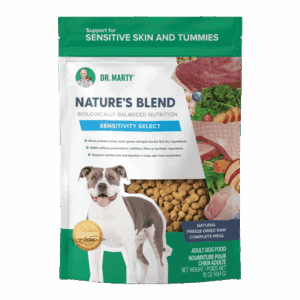Dr. Marty Nature's Blend dog food for sensitive skin and tummies.