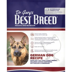 Bag of Dr. Gary's Best Breed German Dog Recipe dog food.