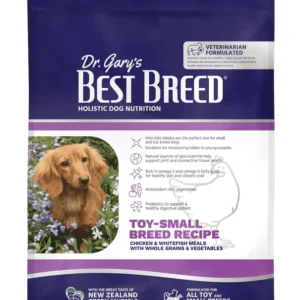 Bag of Dr. Larry's Best Breed dog food for toy and small breeds.