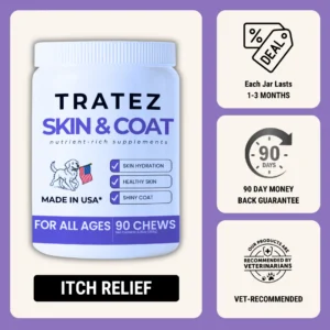 Jar of dog skin and coat supplements